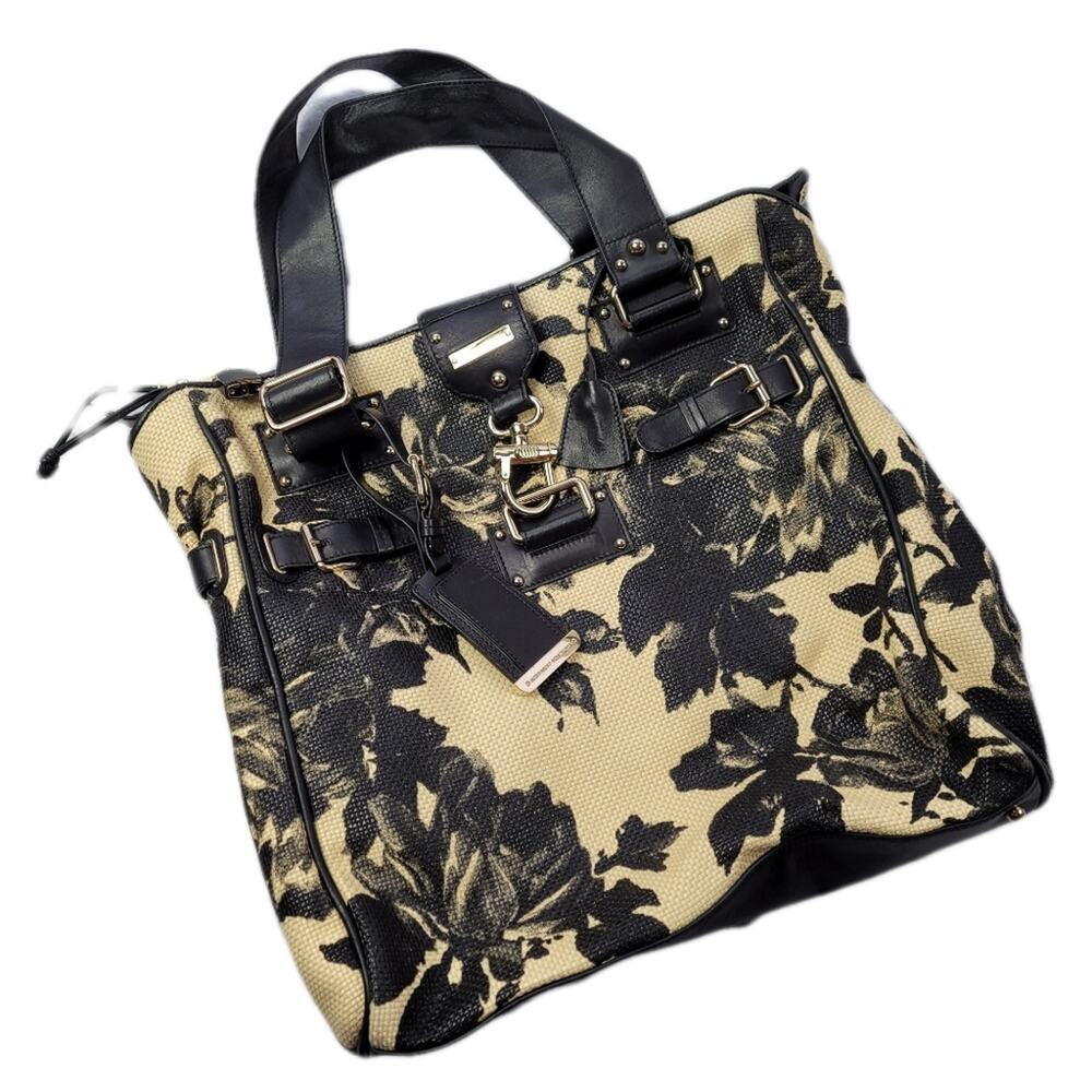 Mob Wife Alessandro Dell'Acqua Floral Print Canvas Tote